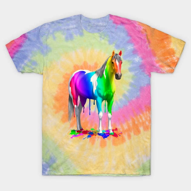 Colorful Rainbow Paint Horse T-Shirt by csforest